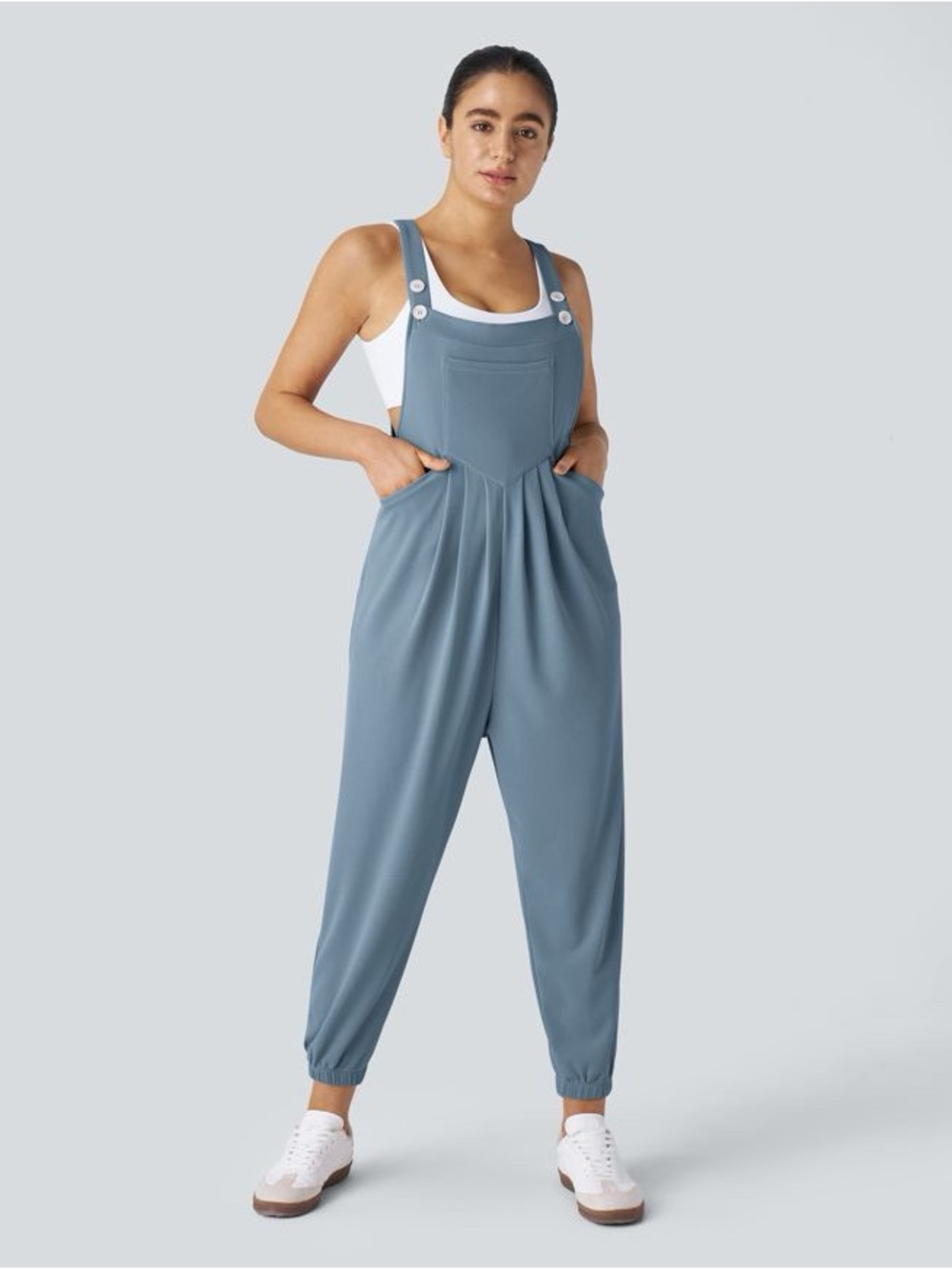 Casual Slate Blue Relaxed Jumpsuit Size Large - Picture 8 of 11